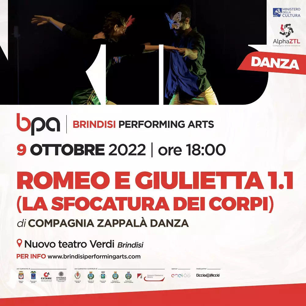 9 ottobre Romeo e Giulietta 1.1 la sfocatura dei corpi - Brindisi Performing Arts Festival 2022 18 settembre