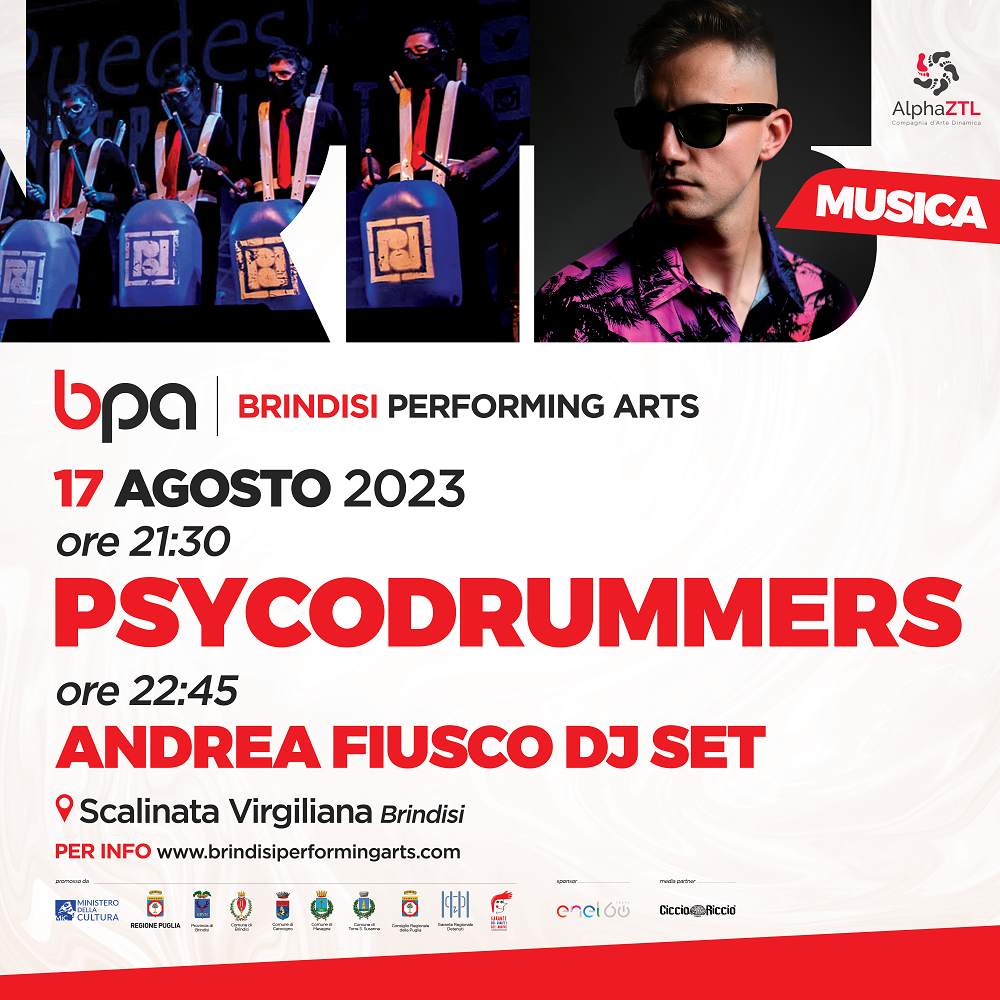 Psycodrummers + Andrea Fiusco djsetBrindisi Brindisi Performing Arts Festival 2023