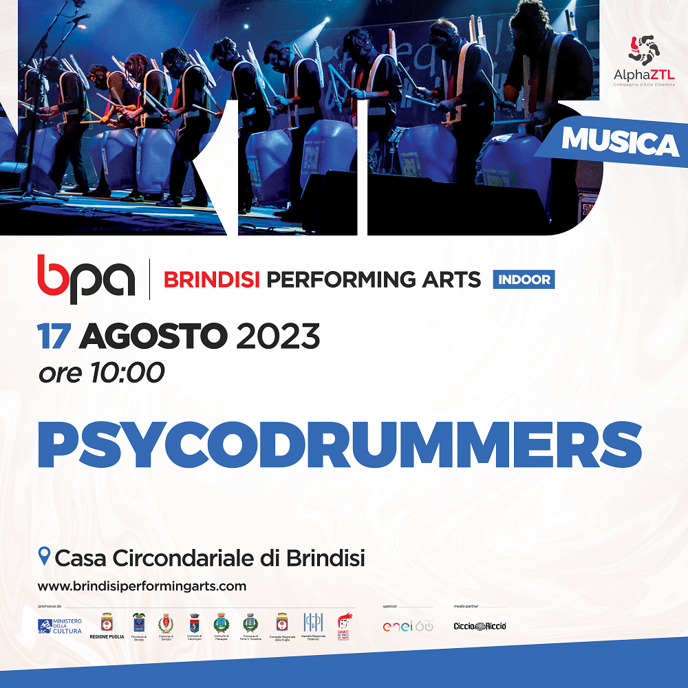 Psycodrummers indoor Brindisi Brindisi Performing Arts Festival 2023